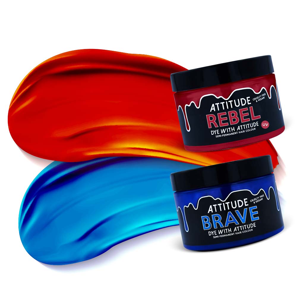 Attitude Hair Dye - HARLEY Halloween Duo Combinaison de teintures capillaires semi-permanentes - Rouge/Bleu